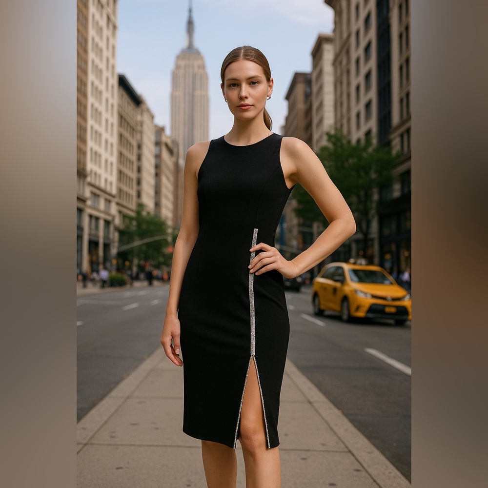 msk rhinestone side slit dress Aug sale